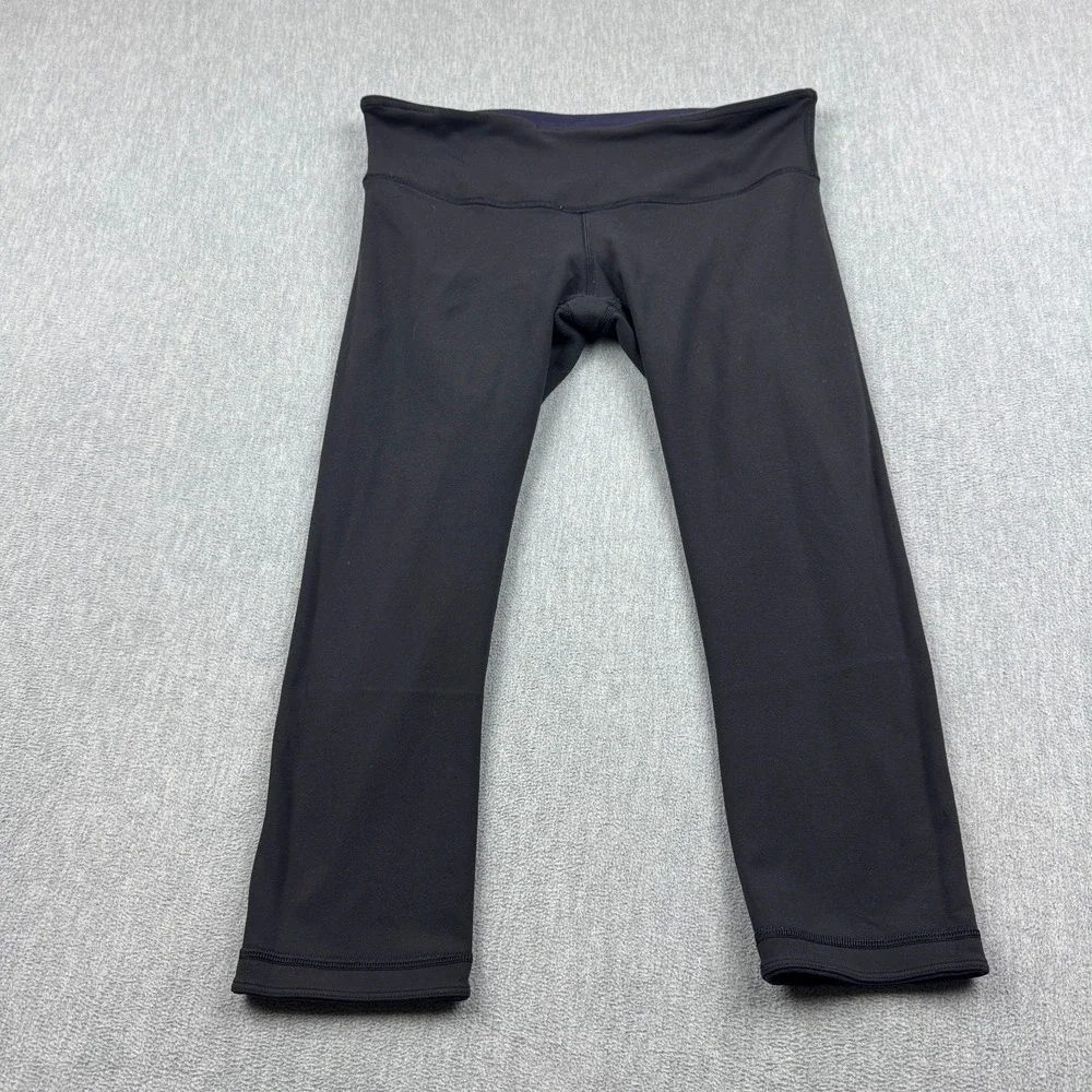 Lululemon Womens Leggings 10 Purple Black Wunder Under Cropped‎ 23
